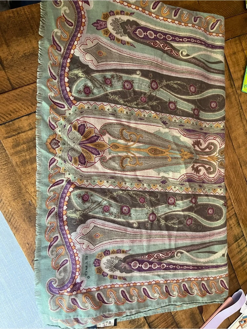 Etro Milano Paisley cashmere and silk  large scarf made in Italy